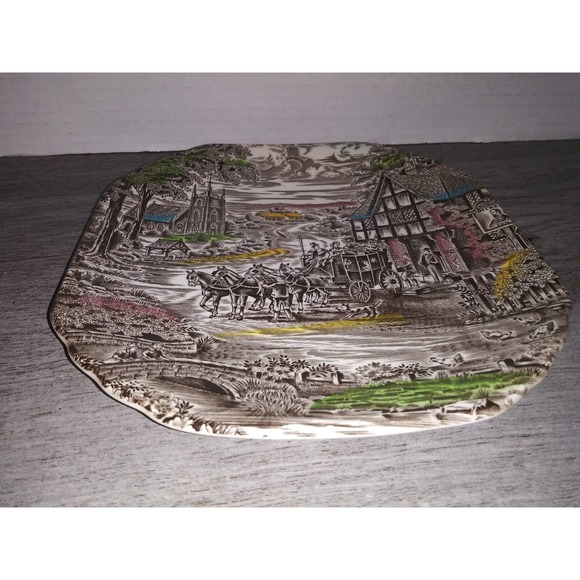 Enoch Wedgwood (Tunstall) LTD. Dickens Coaching Days Plate 7 3/4" England - Picture 2 of 4